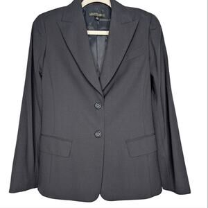 Lafayette 148 Stretch Wool 2 Button Classic Preppy Academia Career Navy Blazer 2